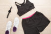Female,training,accessories,for,running,or,fitness.,black,bra,,shorts,