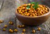 Roasted,spicy,chickpeas,on,rustic,background