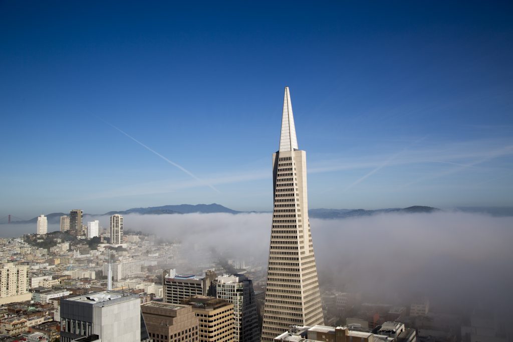 San,francisco,ca, ,march,29:areal,view,on,transamerica,pyramid,and