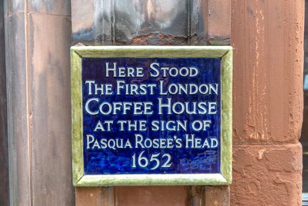 London első kávéházának táblája