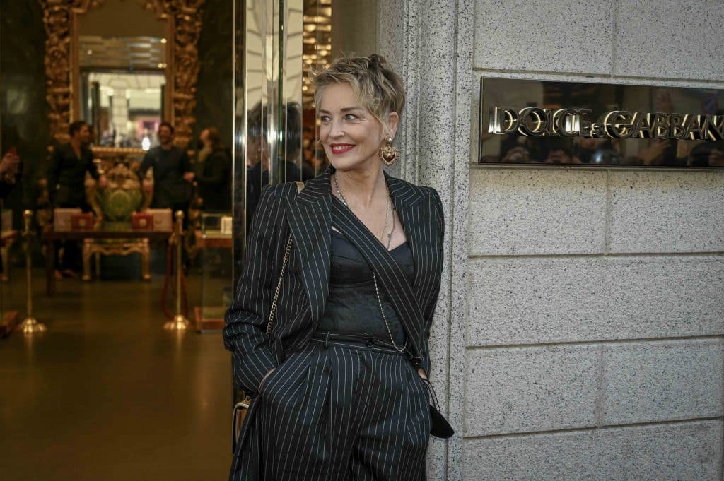 Milan, Sharon Stone Arrives In The Dolce And Gabbana Store In Via Montenapoleone