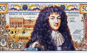 King,louis,xiv,,portrait,from,kamberra,50,numismas,,2018,banknotes.