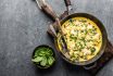 Omelette,with,spinach,and,cheese,in,a,pan,on,the