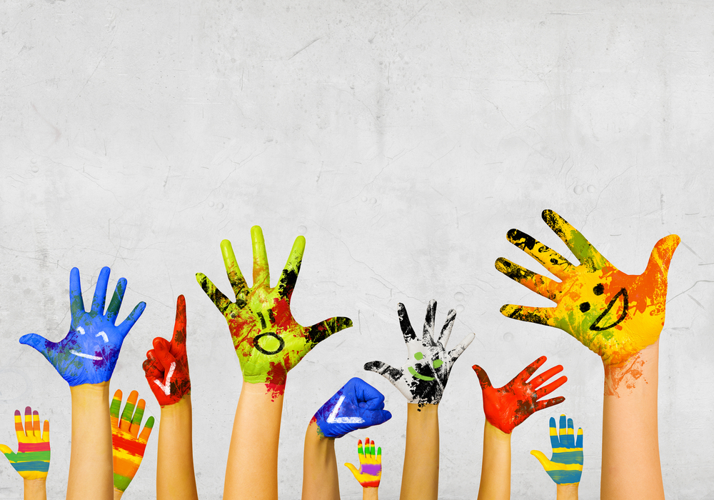 Image,of,human,hands,in,colorful,paint,with,smiles