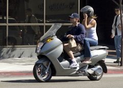 Exclusive: Leonardo Dicaprio And Partner Bar Rafaeli Spotted On His Scooter In Beverly Hills On October 14, 2008