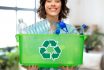 Recycling,,waste,sorting,and,sustainability,concept, ,smiling,young,woman