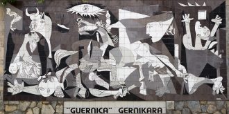 Guernica,,spain, ,october,10,,2015:,a,tiled,wall,in