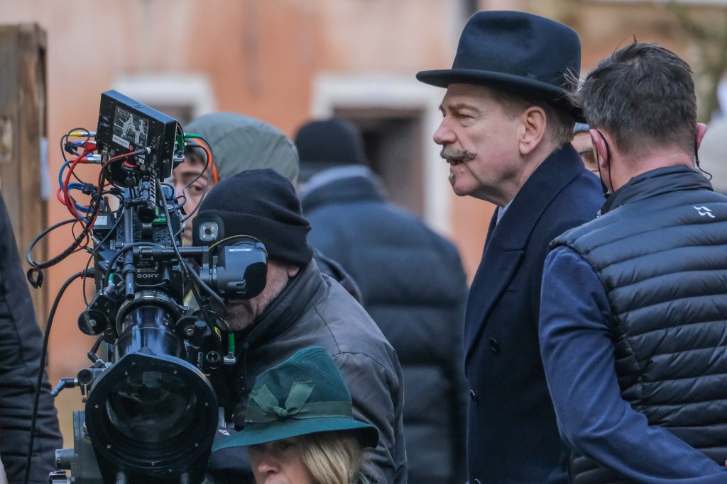 Kenneth Branagh mint Poirot a film forgatásán idén januárban Velencében.