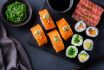 Vegan Sushi, Sashimi And Maki Rolls With Plant Based Seafood