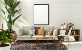 3d Illustration Mockup Photo Frame In Living Room Rendering