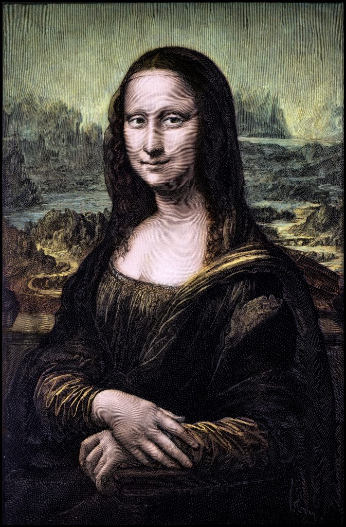 Colorized Engraving Of Leonardo's Mona Lisa (la Gioconda)