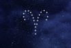 Aries Constellation In Night Starry Sky, Aries Zodiac Symbol By Stars