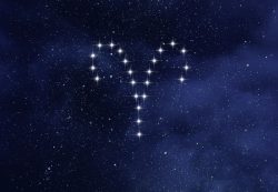 Aries Constellation In Night Starry Sky, Aries Zodiac Symbol By Stars