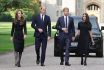 The Prince And Princess Of Wales Accompanied By The Duke And Duchess Of Sussex Greet Wellwishers Outside Windsor Castle