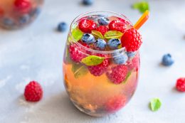 White Wine Sangria With Berries And Mint.