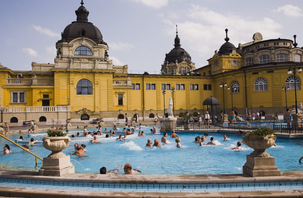 Pest Outdoor Bathing In Summer At Szechenyi Thermal Baths Largest In Europe