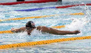 Swimmer Michael Phelps Of The U.s. Competes In The 100 Meter