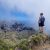 Pico Verde Man With Backpack Enjoying View On Teno Mountain Range Near Masca Village, Tenerife, Canary Islands, Spain,