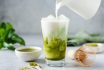 Soy Milk Pouring In Matcha Ice Tea