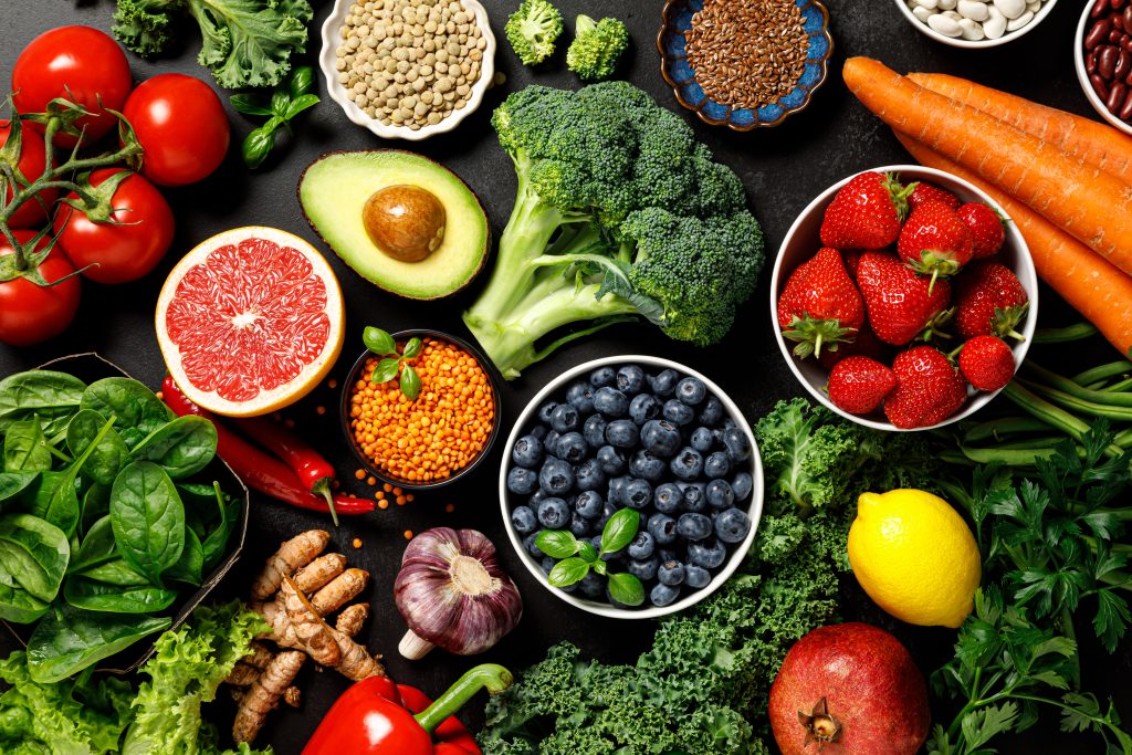 Healthy Food. Healthy Eating Background. Fruit, Vegetable, Berry. Vegetarian Eating. Superfood