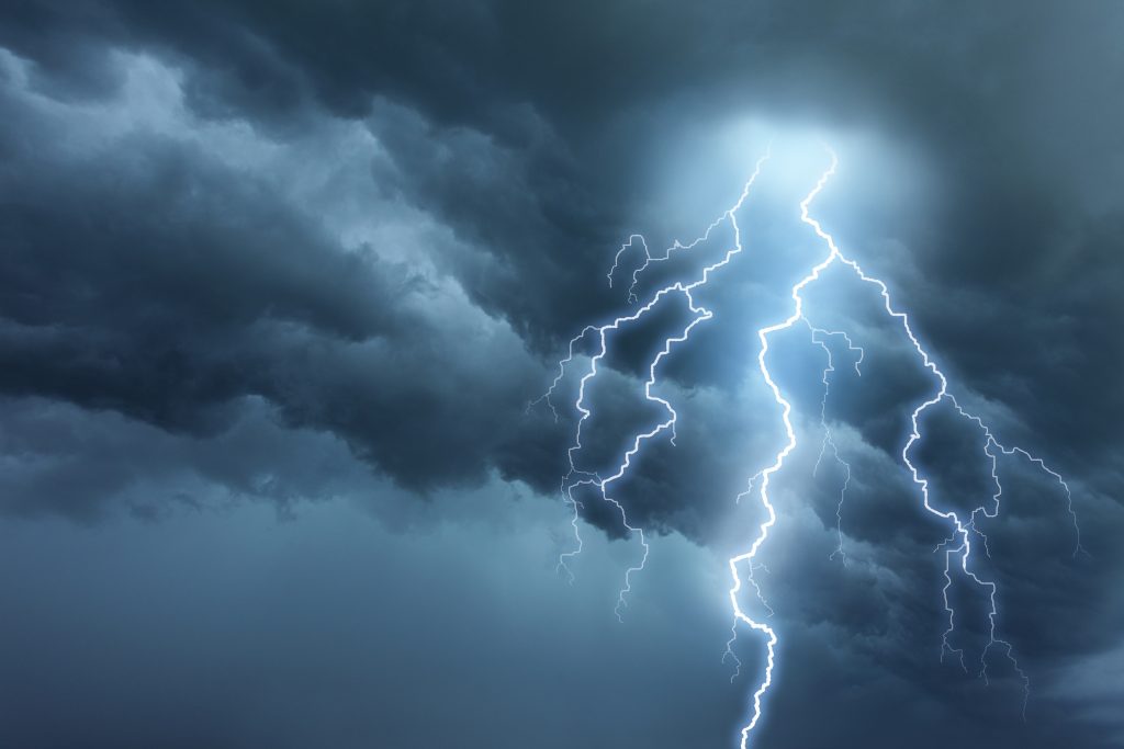 Thunderstorm Lightning With Dark Cloudy Sky