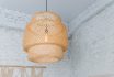 Pendant Light With Wicker Lampshade, Rustic Style.wicker Shade Lamp.simple Home Interior With Decorative Ceiling Wicker Lamp.decorating Hanging Lantern Lamps In Wooden From Bamboo