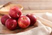 Group Of Gala Apple On Wooden Board Background, Fruits Concept.