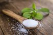 Old Wooden Table With Stevia Granules (selective Focus)