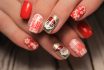 Beautiful Woman's Nails With Beautiful Christmas Manicure