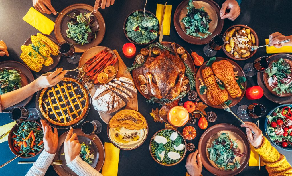 Above View Of Beautiful Table For Thanksgiving