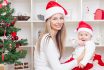 Mother With Baby Boy Celebrating Christmas