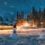 Emerald Lake With Wooden Cottage And Snowman In Falling Snow At Yoho National Park, Canada