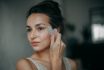 Brunette Woman 30 Years Old Doing Face Massage With A Gouache Scraper