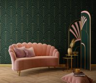 Art Deco Interior In Classic Style With Pink Sofa And Table.3d Rendering