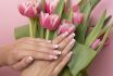 Beautiful Female Hands With Spring Manicure Nails.