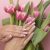 Beautiful Female Hands With Spring Manicure Nails.