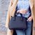 Trendy Woman In Beige Coat And Jeans With Black Big Bag