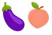 Cartoon Eggplant And Peach Emoji. Sexual Male And Female Symbols.