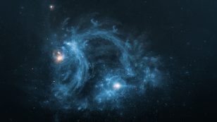 Abstract Image Of Distant Galaxies Merging Together