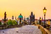 Charles Bridge (karluv Most) In Prague At Golden Hour. Czech Republic