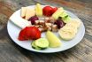 Traditional Cheese Snack On Wooden Table