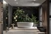 Computer Generated Image Of Interior Of Bathroom In 3d With Houseplant