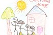 Child's Drawing Of Family And New Home In Crayon