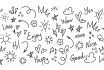 Cheerful Collection Of Doodles Featuring Positive Words And Symbols. Includes Hearts, Stars, Suns, Clouds, And Words