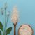 Psyllium Plant Product Is The Husk Of Plantain Seeds On A Blue Background
