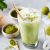 Delicious Vegan Matcha Ice Latte In Glass