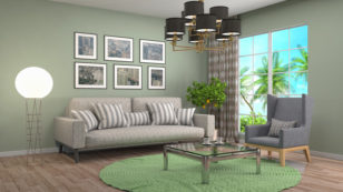 Zöldes szürke lakberendezés