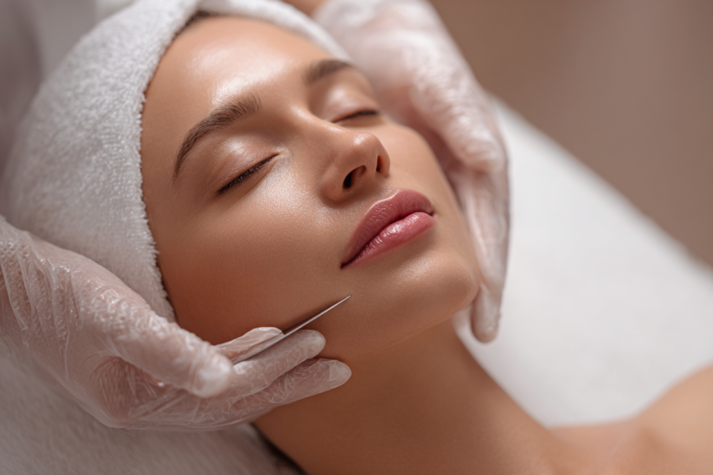 Minden, amit az arcszőrzet eltávolításáról tudni kell 3 U1637156832 Aesthetician Performing Dermaplaning On A Young A 31f0b991 6456 4d26 8d06 Ddda558ab88a 2